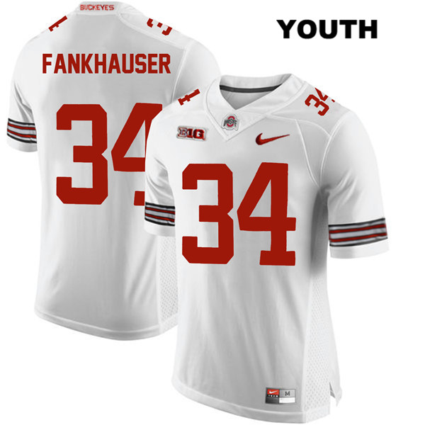 Ohio State Buckeyes Youth Owen Fankhauser #34 White Authentic Nike College NCAA Stitched Football Jersey IP19G40IB
